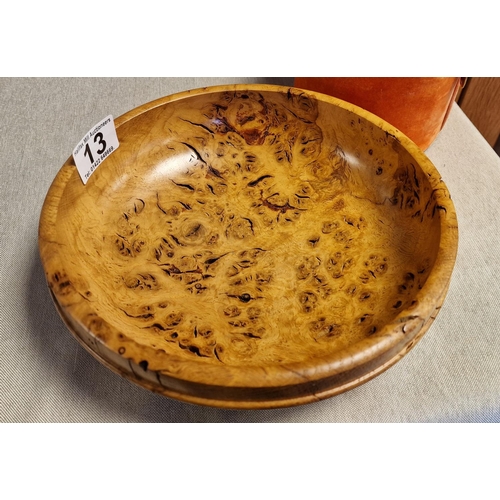 13 - Rare Burr Oak Wood-Turned Bowl, by Bob Chapman - 22cm diameter