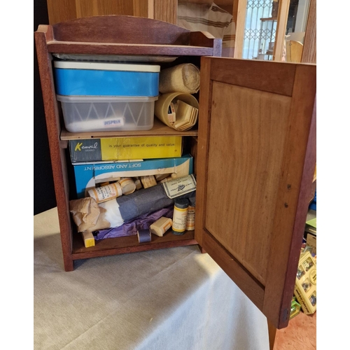 25 - Vintage First Aid Medical Cabinet + contents - 48x31x16cm