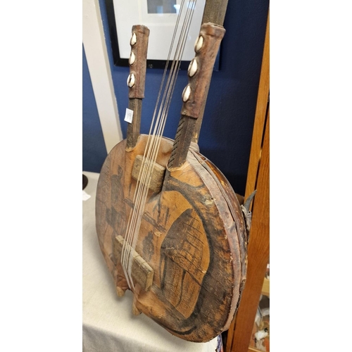 36 - African Stringed Musical Instrument, likely a Kora - 88cm long