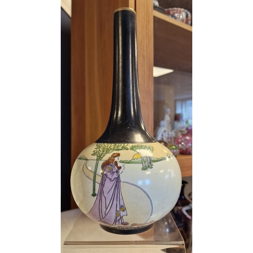 47 - Art Nouveau 1920's Classical Lady Greek Scene Plate and Vase Set - vase measures 31cm high