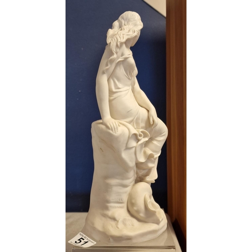 51 - Antique Parianware Classical Figure of a Seated Lady - 39cm high