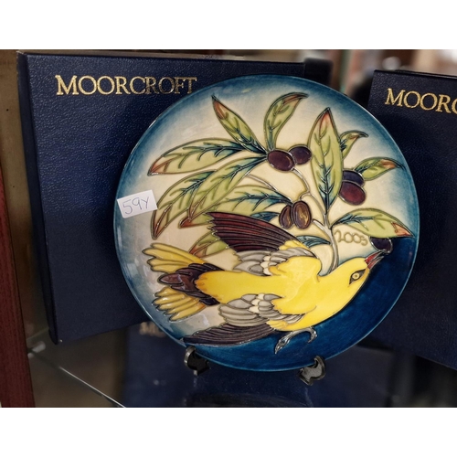 59y - Moorcroft 2003 Bird of Paradise Annual Boxed Year Plate - 22cm diameter