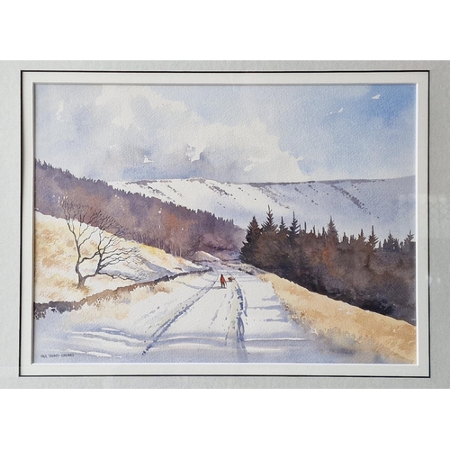 62h - Paul Talbot Greaves Pair of Winter Scene Watercolours, 2001 Winter on the Tops - 53.5x44cm inc frame