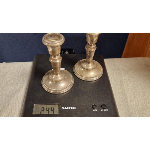 65c - Silver Hallmarked (Birmingham) Pair of Candlesticks - 244g