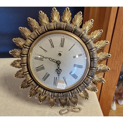 6a - Smiths Sundial 1950's 8-Day Wall Clock - 32.5cm diameter