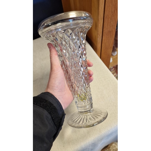 6c - Birmingham Hallmarked 1926 Silver-Topped Vase - 24cm high