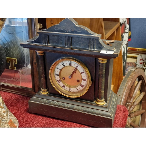 7 - HAC (no 1755) German Made Wooden Case Mantel Clock - 39.5cm high