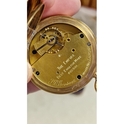 70 - 9ct Gold Pocketwatch by JW Benson of London w/original receipt of purchase from 1926 - weight 87.7g