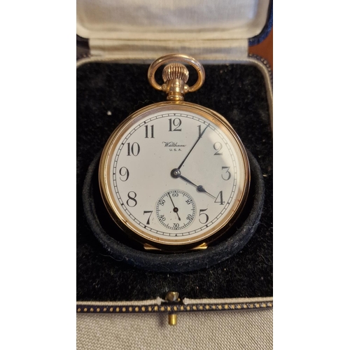 71 - 9ct Gold Waltham 1928 Traveler Pocketwatch - weight 90.65g