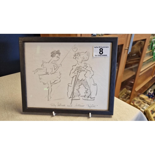 8 - Edmund Blampied (1886-1966) Original Drawing of Polly Anthus Ballet & Arthur Ryliss - 24x19.5cm inc ... 