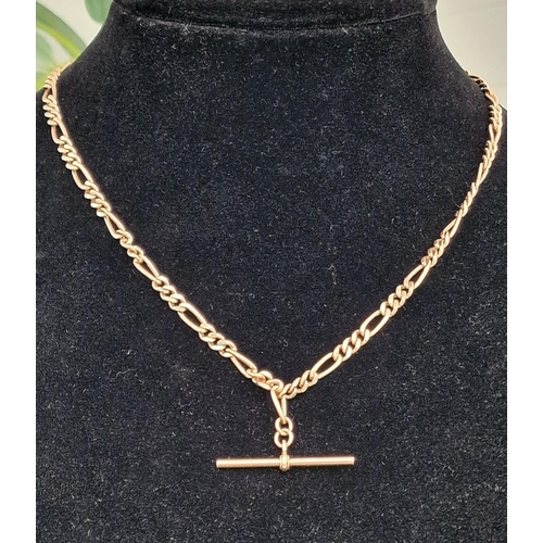 93 - 9ct Gold T-Bar Necklace Chain - 9.8g