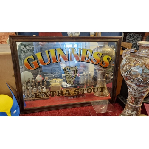 21d - Guinness Pub Mirror - 88x63cm - re-backed but original from local Halifax pub 1980's - breweriana in... 