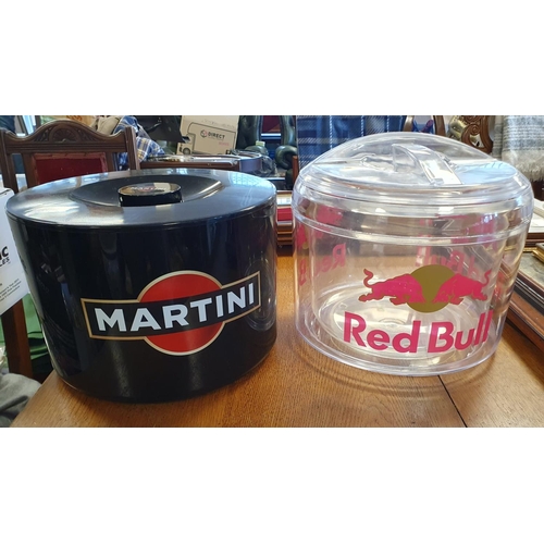 21g - As-New Red Bull & Martini Ice Buckets - breweriana interest