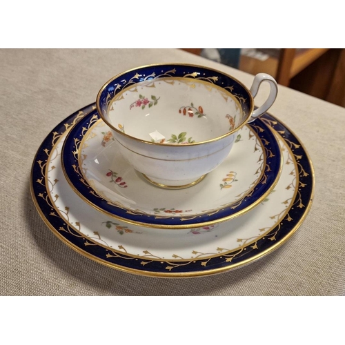 60b - Aynsley Cobalt Blue & Floral Vintage 1930's Tea Service