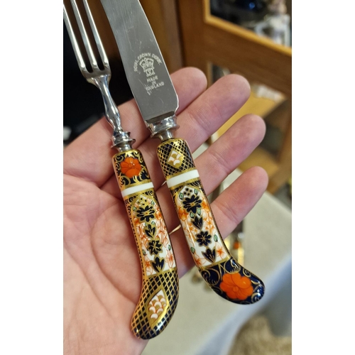 61e - Royal Crown Derby Twin Pair of 2451 Imari Knives and Forks