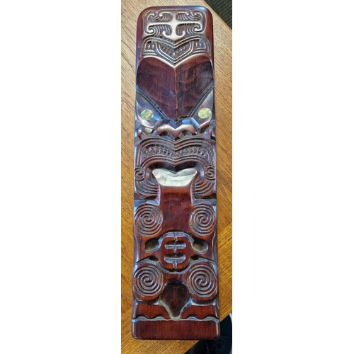 10j - New Zealand Maori Wooden Carved Wall Art Face