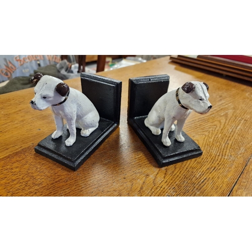 21l - HMV style Pair of Cast Iron Dog Bookends