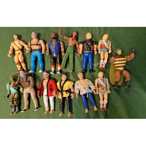 26a - 1980s Toy Figures (13) inc Madelman, He Man Masters of the Universe, Karate Kid, A-Team & Dungeons &... 