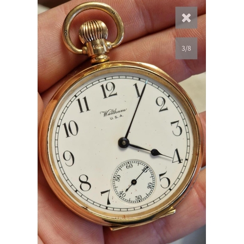 110a - 9ct Gold Waltham 1928 Traveler Pocketwatch - 90.65g