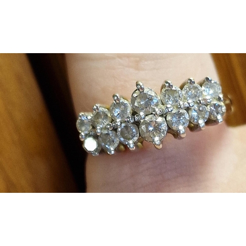 123 - 9ct Gold & Diamond Cluster Ring, size Q - 14 stones & 3.6g