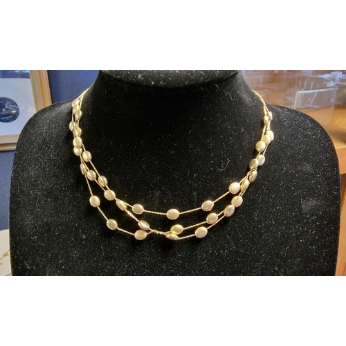 126 - 14ct Gold Beaded Necklace - 15.2g