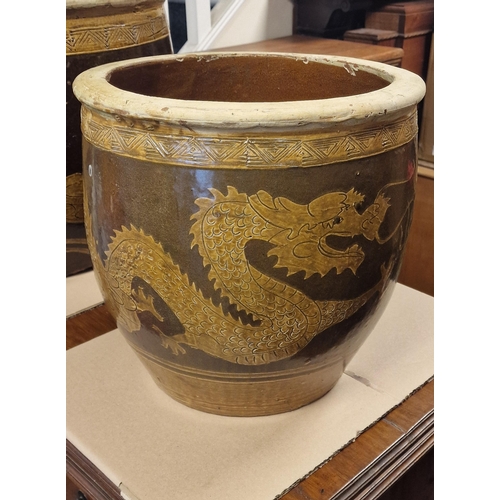 14c - Chinese 1930's Large Floor Dragon Planter Vase