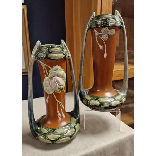 16b - Antique Pair of Austrian Secessionist Style Art Nouveau Vases - 31cm high