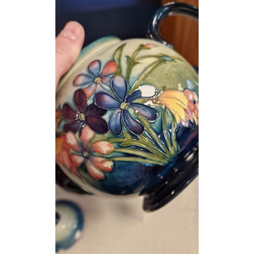 17 - Moorcroft Early Floral Teapot inc HM Potter to the Queen mark - 6 inches high inc lid