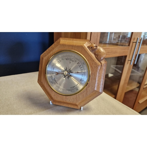 2 - Mouseman Yorkshire Oak Barometer - 8.5 inches square