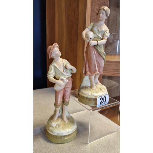 20 - Royal Dux Porcelain Classical Water Carrier Farming Figures - 8.5 inches high