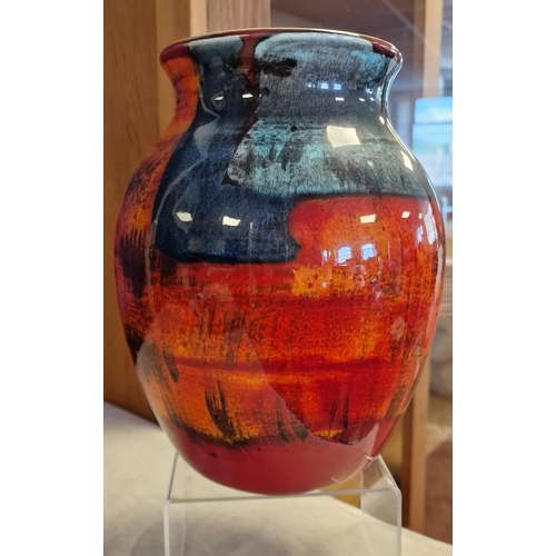 21 - Poole Pottery Red Volcano Vase - 9.5 inches high