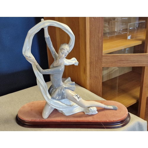 22 - Nao Lladro Dancing Ballerina Figure - 14 inches high inc stand - proceeds to Overgate Hospice Charit... 