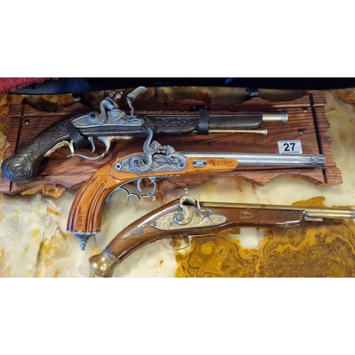 27 - Flintlock Reproduction Pistol Gun Collection - Militaria Interest or Wild West Interest