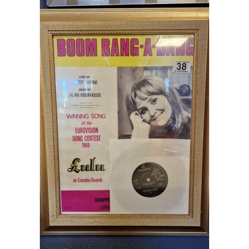 38 - Lulu & Eurovision Song Contest Framed Song Advert - 1969 for Boom-Bang-A-Bang - 50x40cm
