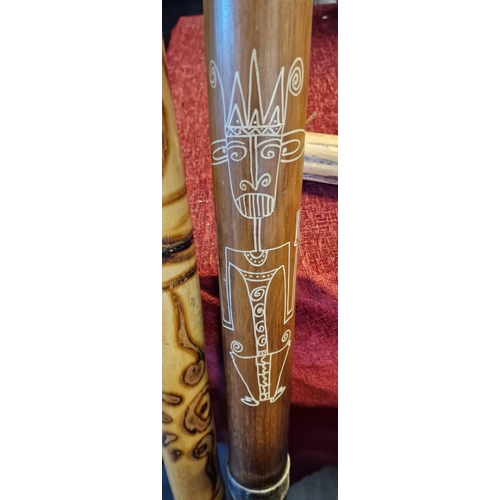 56 - Didgeridoo Musical Instrument Pair inc Aboriginal Australian Detail - 152 and 121cm
