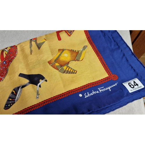 64 - Vintage Salvatore Ferragamo Italian Designer Silk Scarf