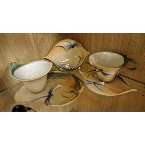 79a - Franz Porcelain Lilypad and Dragonfly/Butterfly Tea Set