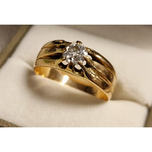 86 - 18ct Gold & Diamond Art-Deco Style Dress Ring - 6.8g & size U