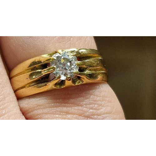 86 - 18ct Gold & Diamond Art-Deco Style Dress Ring - 6.8g & size U