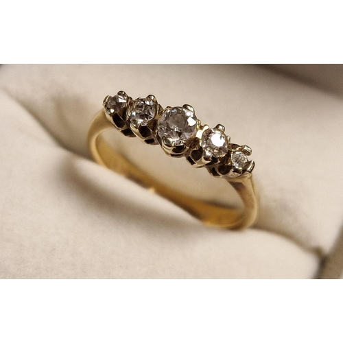 92 - 9ct Gold & Five Diamond Dress Ring - size N+0.5 & 2.7g