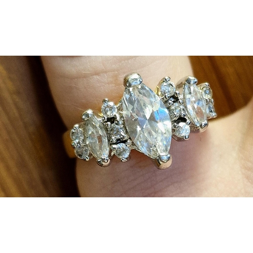 96 - 9ct Gold, Diamond & CZ Cluster Dress Ring - 3.55g and size L+0.5