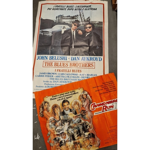 49j - Blues Brothers Double Quad Giant Film Movie Poster (Italian) + Cannonball Run II Poster