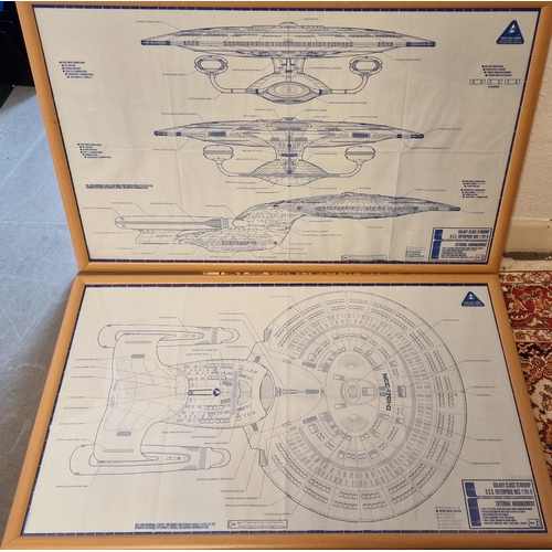 49m - Star Trek Pair of Large USS Enterprise Framed Blueprints