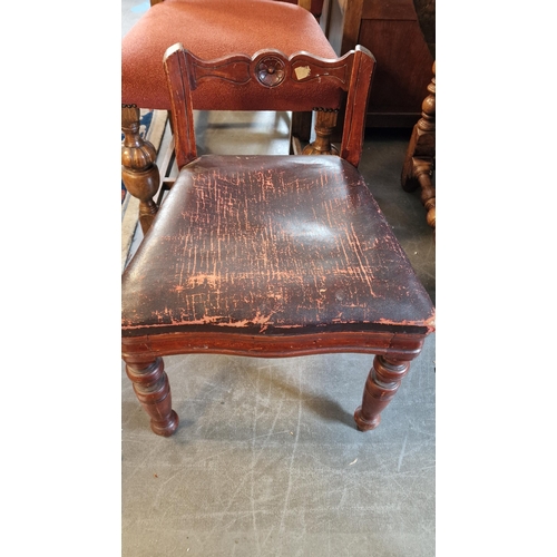 71g - Antique Low Back Leather Chair - 43x46x58cm high