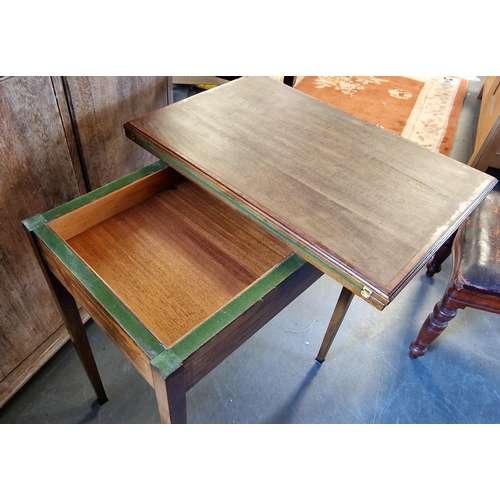 71h - Edwardian Inlaid Wood Games Table - 61x40x74cm