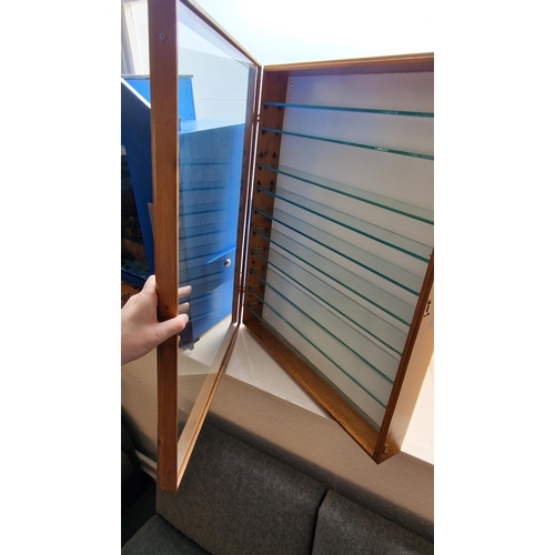 71v - Wooden and Glass Shelved Wall Mounted Display Cabinet - perfect for Trains or Die Cast - 77x61x11cm