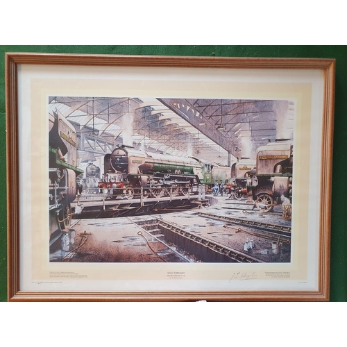 67c - 4x Train & Steam Liner Transport Artworks (62x48cm & 51x43cm) inc JE Wigston (pencil & colour) & Adr... 