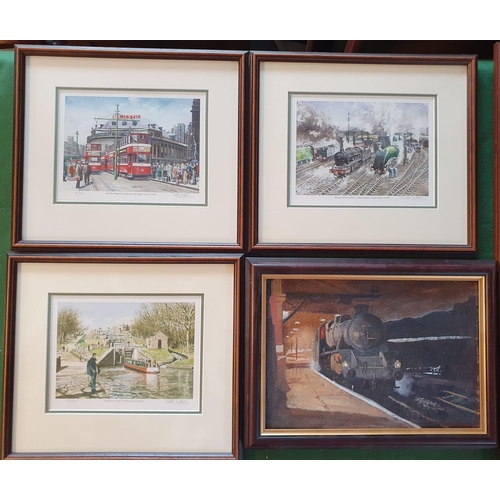 67d - Pete Lapish (1937-) Various Signed Prints (40x35cm) + an Original Train/Railway Oil by RE Dance