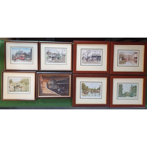 67d - Pete Lapish (1937-) Various Signed Prints (40x35cm) + an Original Train/Railway Oil by RE Dance