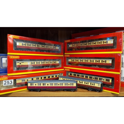 253 - Hornby Eight Carriage R4179 & R4180 + R4159A Set (Six Boxed) - 1st, 3rd Class, Brake & Buffet Coache... 